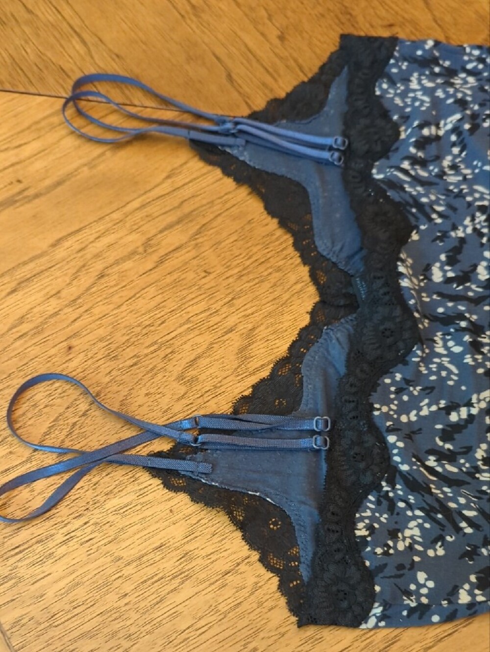 Y2K Express Blue Abstract Pattern Lace-Trim Camisole Tank Top Dainty Romantic - Picture 6 of 8